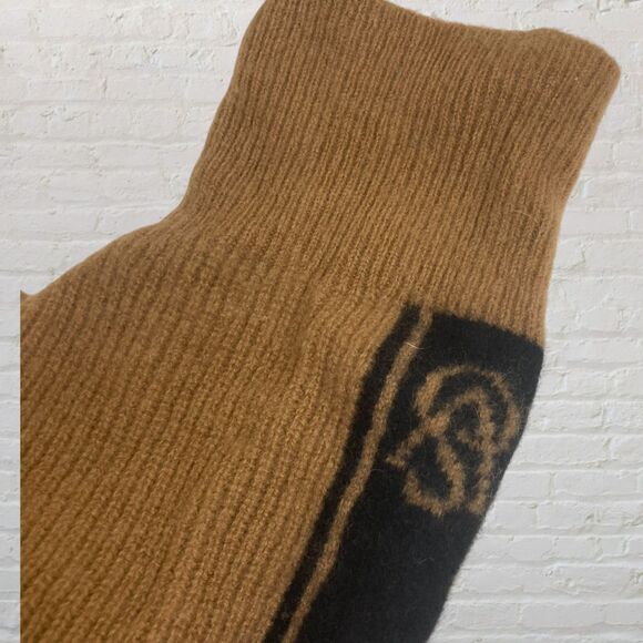 Victoria's Secret Cashmere Sweater Size M Striped Long Sleeve Camel VS Logo - Picture 11 of 16